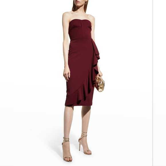 Dress the Population Liv Cascade Ruffle Midi Dress - Picture 1 of 5